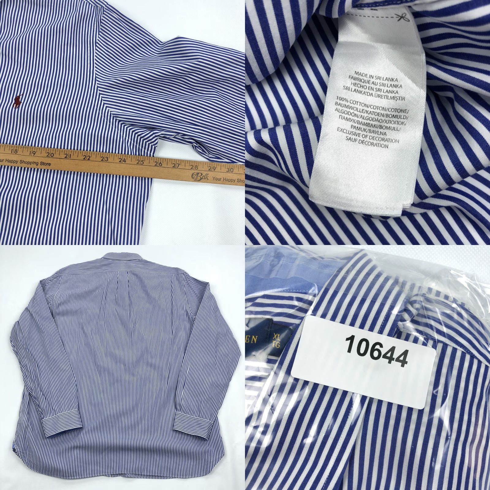 Ralph Lauren Ralph Lauren Men's XL Button-Down Shirt Striped Blue White 100% Cotton Stretch Size US XL / EU 56 / 4 - 8 Thumbnail