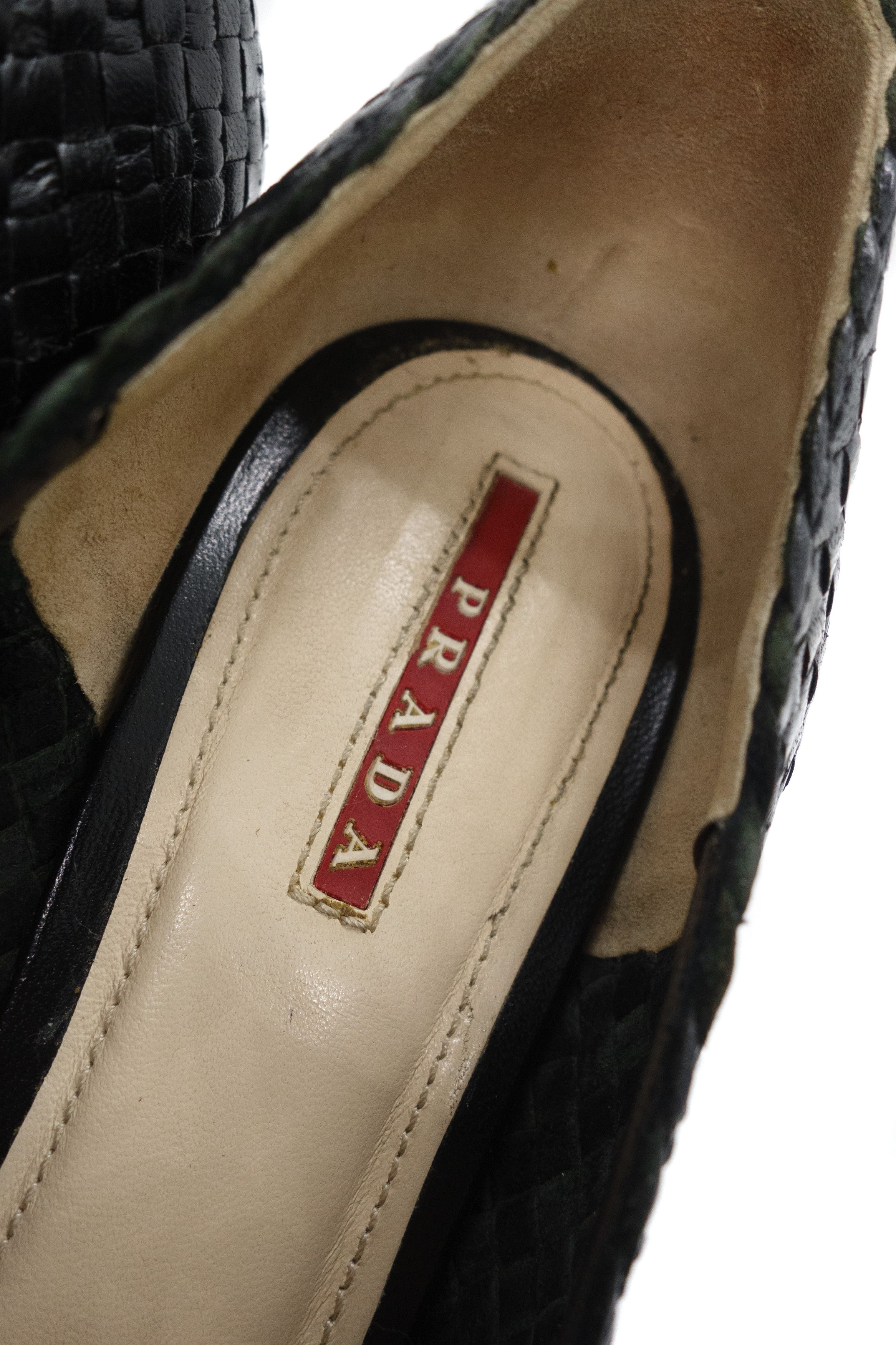 Prada Woven Leather Bow Espadrille Wedge Pumps Vintage Y2K Size US 10.5 / IT 40.5 - 8 Thumbnail