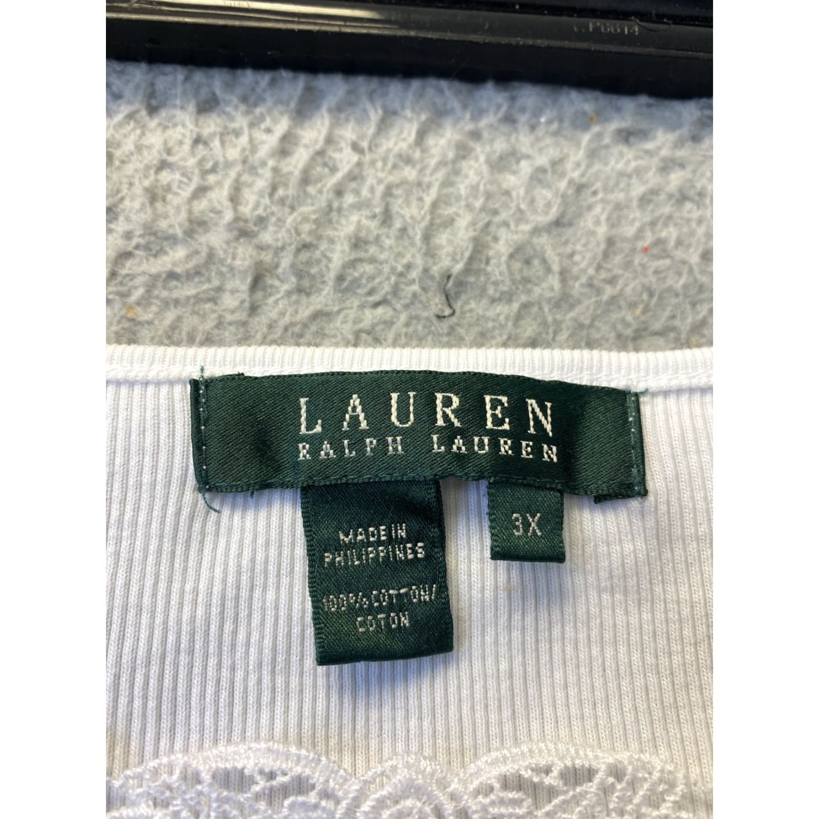 Ralph Lauren LAUREN RALPH LAUREN Women's Blouse 3XL White Collared Top - Metal Theme Size XXL / US 16-18 / IT 52-54 - 4 Thumbnail