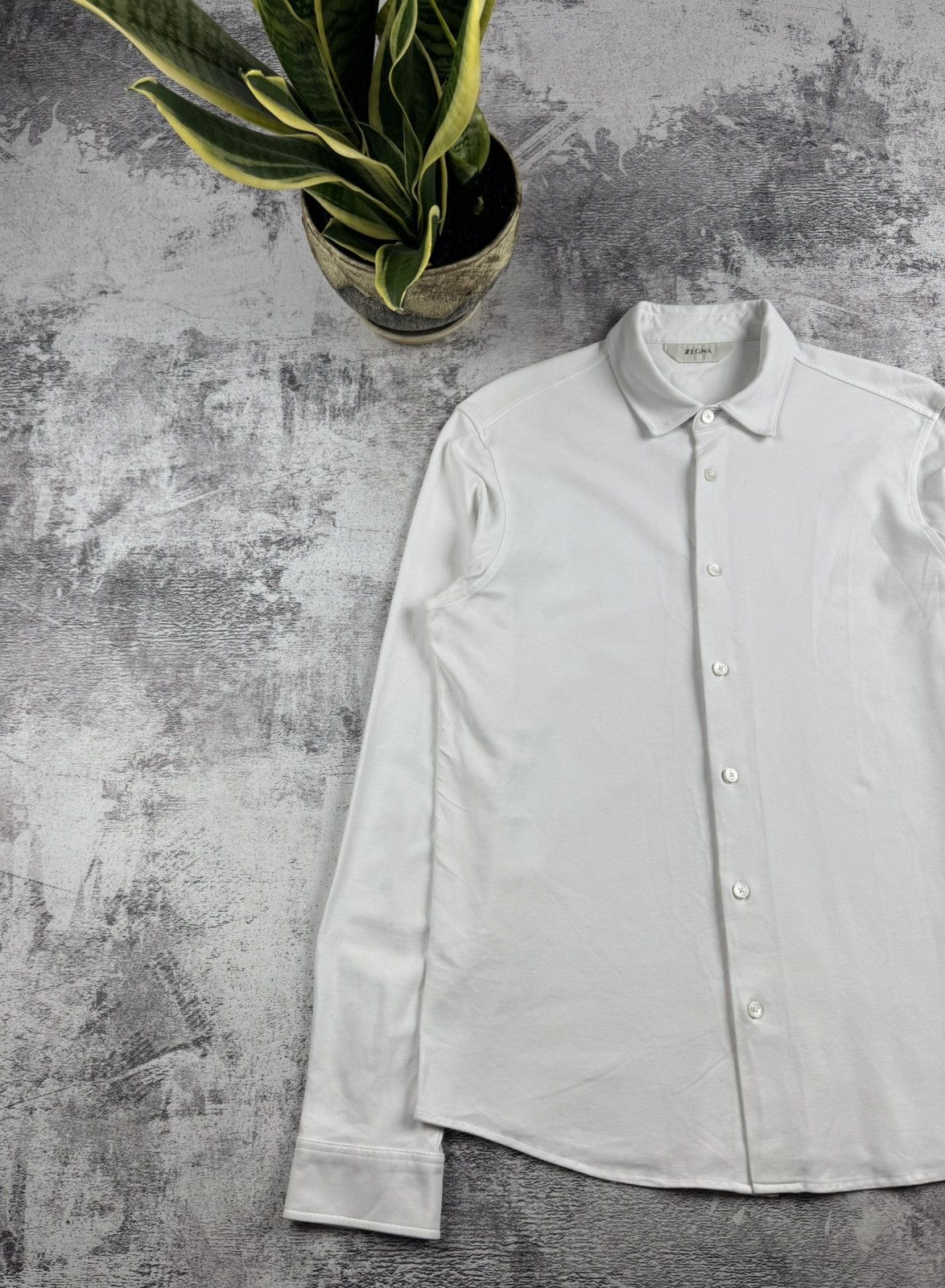 Z Zegna Vintage Z Zegna White Luxury Medium Classic Longsleeve Luxury Button Blank Shirt Size US M / EU 48-50 / 2 - 2 Thumbnail