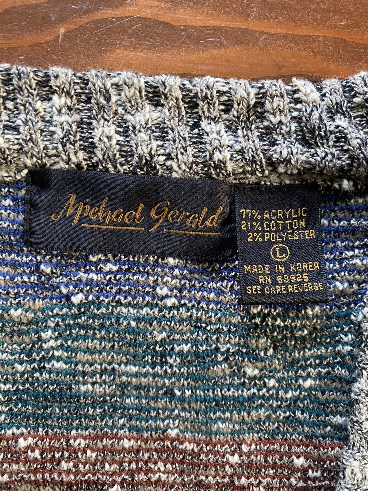 Vintage Vintage 80’s Michael Gerald Multi Pattern Cardigan Sweater Size US L / EU 52-54 / 3 - 4 Thumbnail