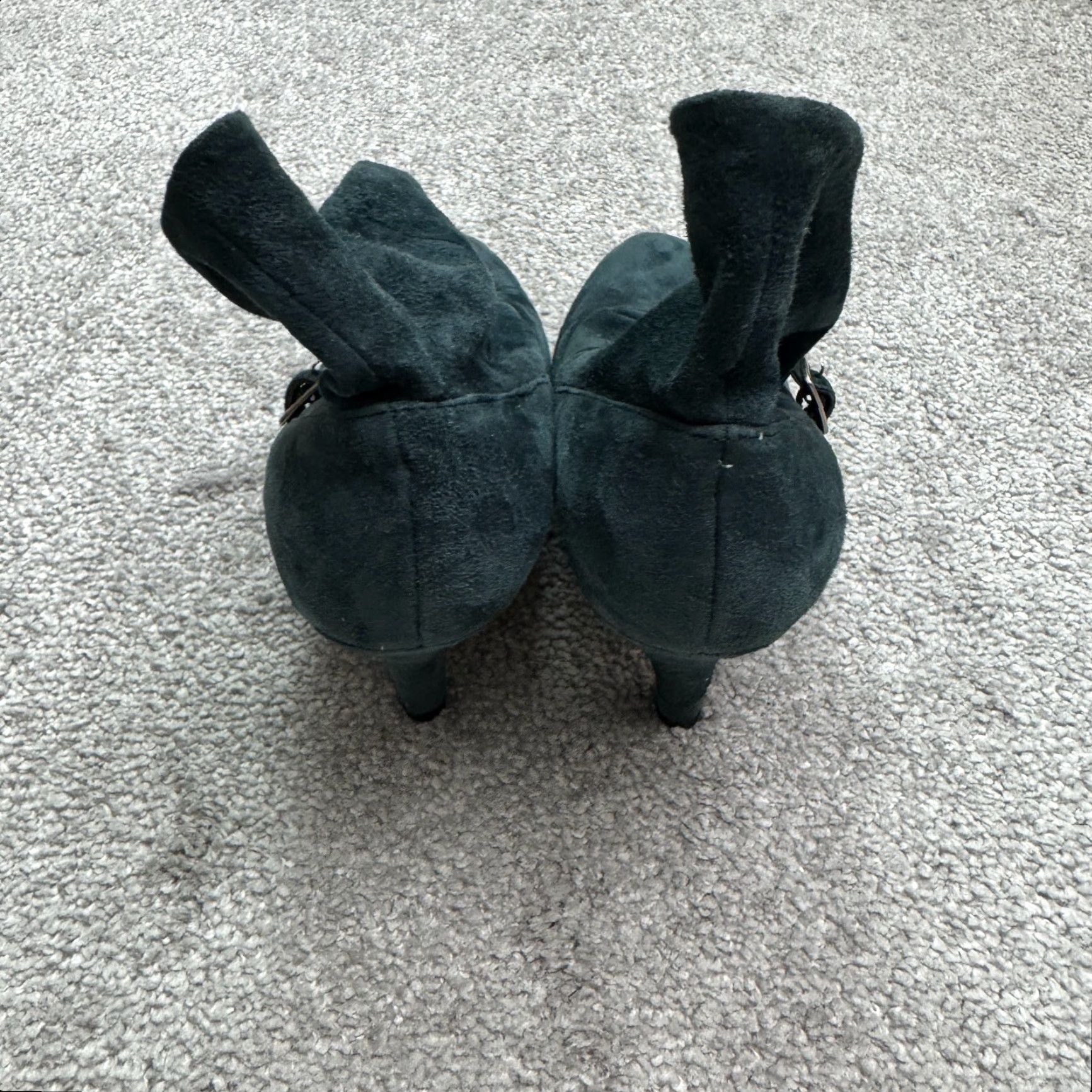 Nine West NINE WEST Bootie Suede Ankle Slouch Boots Womens 6.5 Teal Blue Pointed Toe Buckle Rubber Sole Fall Winter 2-2.9in Heel Women’s Shoes Size US 6.5 / IT 36.5 - 3 Thumbnail