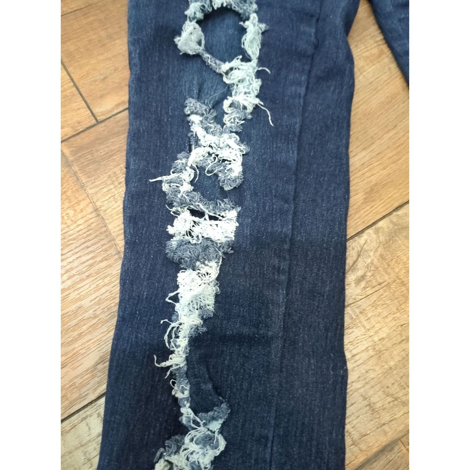 Vintage AQ Women’s Jeans Distressed Regular 5-Pocket Denim Blue Size 16 (Size 18 originally) Size 38" / US 16 / IT 52 - 2 Thumbnail