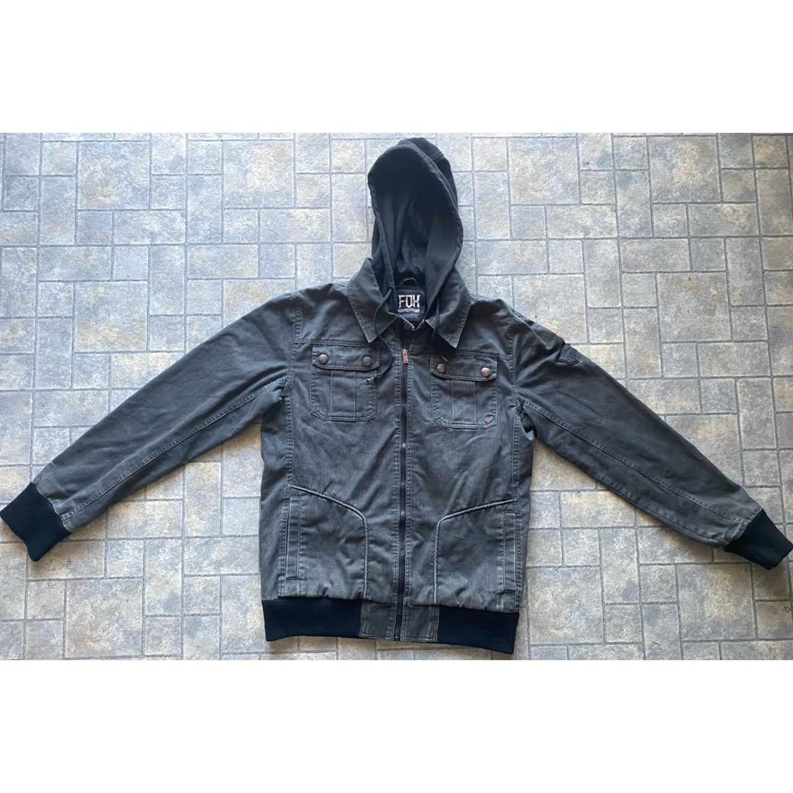 Denime FOX Denim Jacket Hooded Coat Men L Black Regular Denim Hooded Jacket Y2K Men’s Large Fox Size US L / EU 52-54 / 3 - 2 Thumbnail