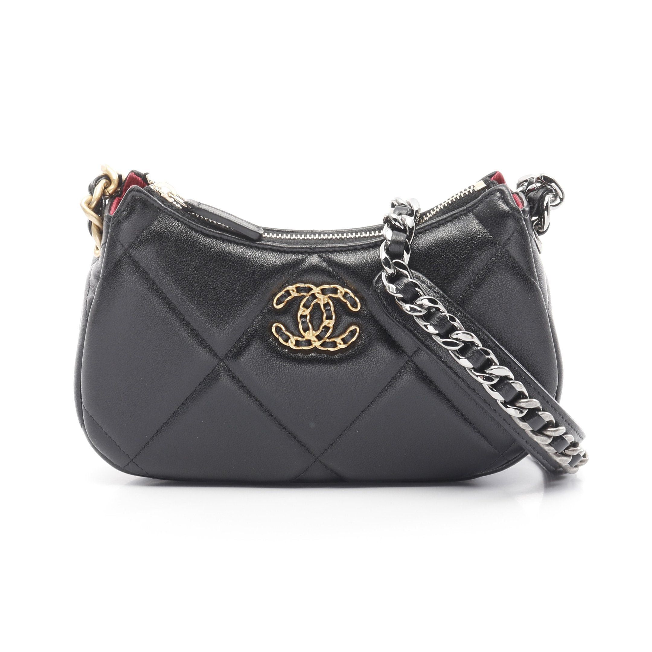 Chanel Chanel Chanel 19 Matelasse Small Hobo Chain Shoulder Bag Leather Black Combination Metal Fittings Size ONE SIZE - 1 Thumbnail