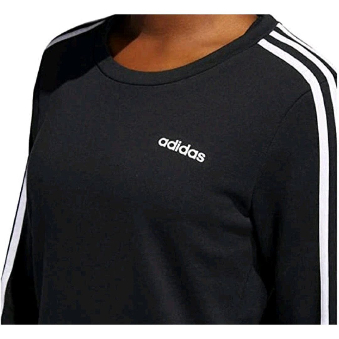 Adidas Adidas Black 3 Stripe Crew Neck Sweatshirt - Women's Small Size S / US 4 / IT 40 - 3 Thumbnail