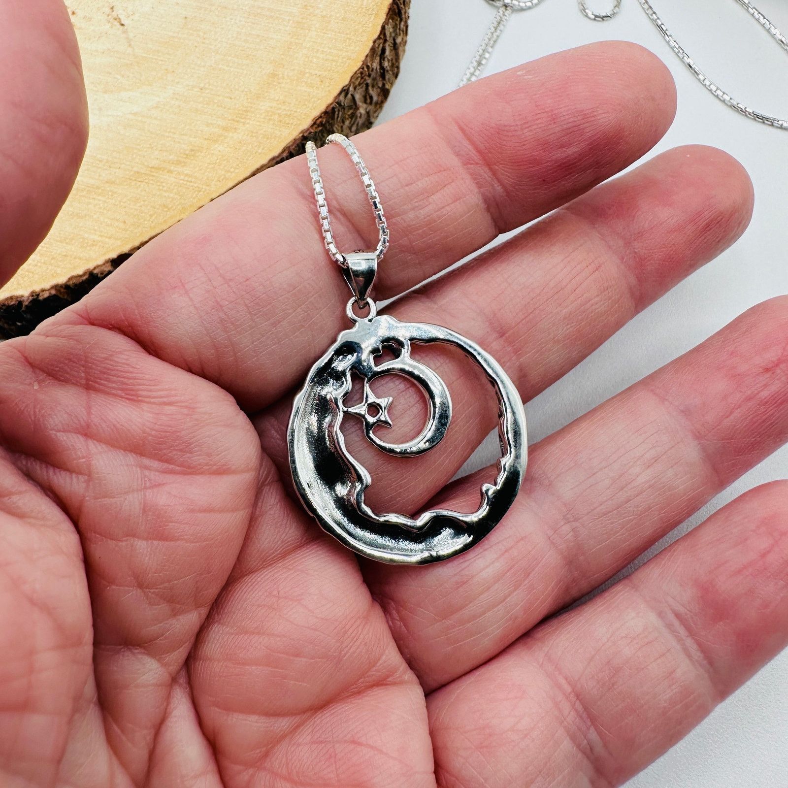 The Unbranded Brand Sterling Silver Moon Goddess Necklace-Wiccan Pagan Jewelry Size ONE SIZE - 5 Thumbnail