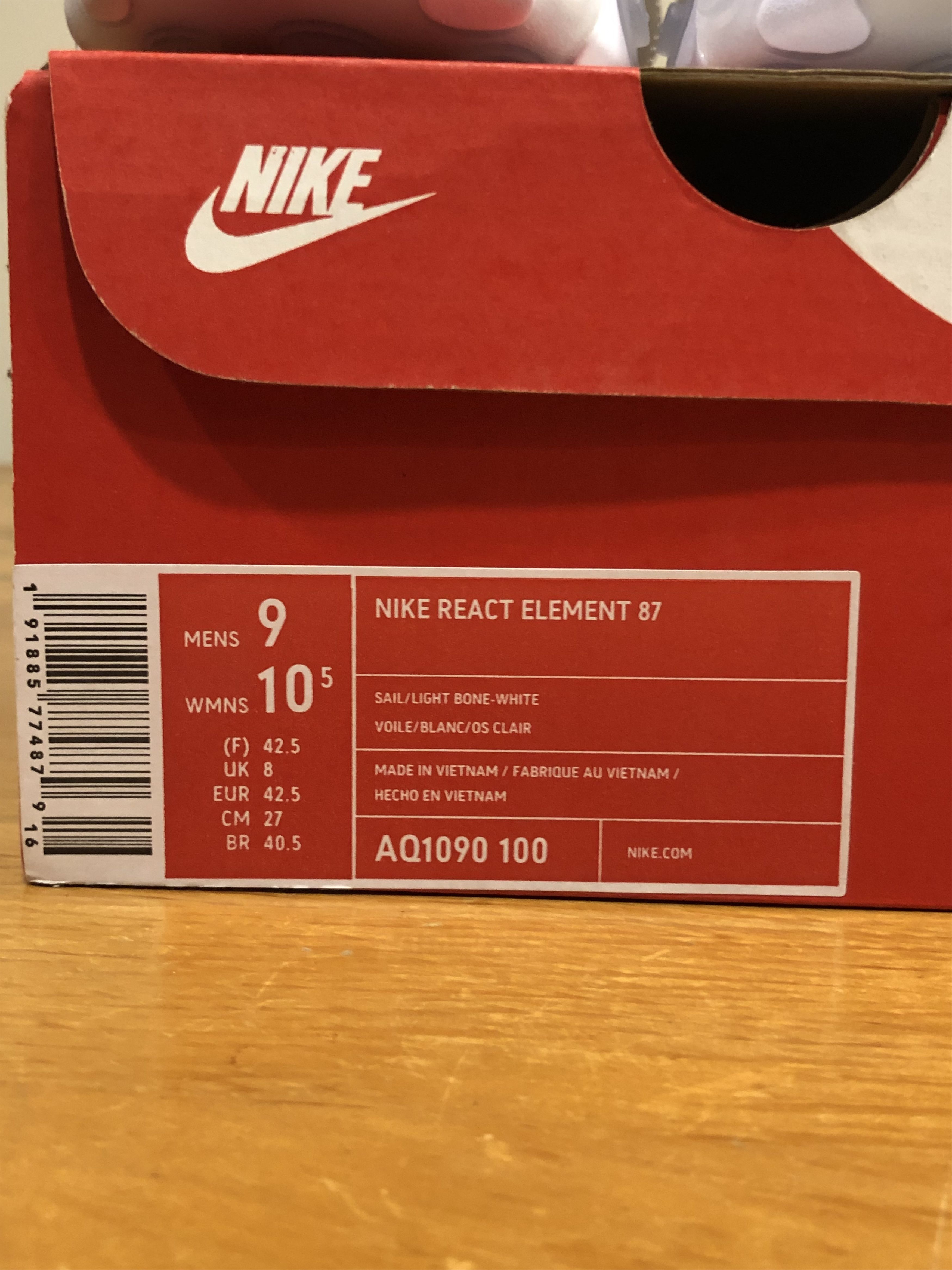 Nike Nike React Element 87 Light Bone - Size 9 Size US 9 / EU 42 - 13 Thumbnail