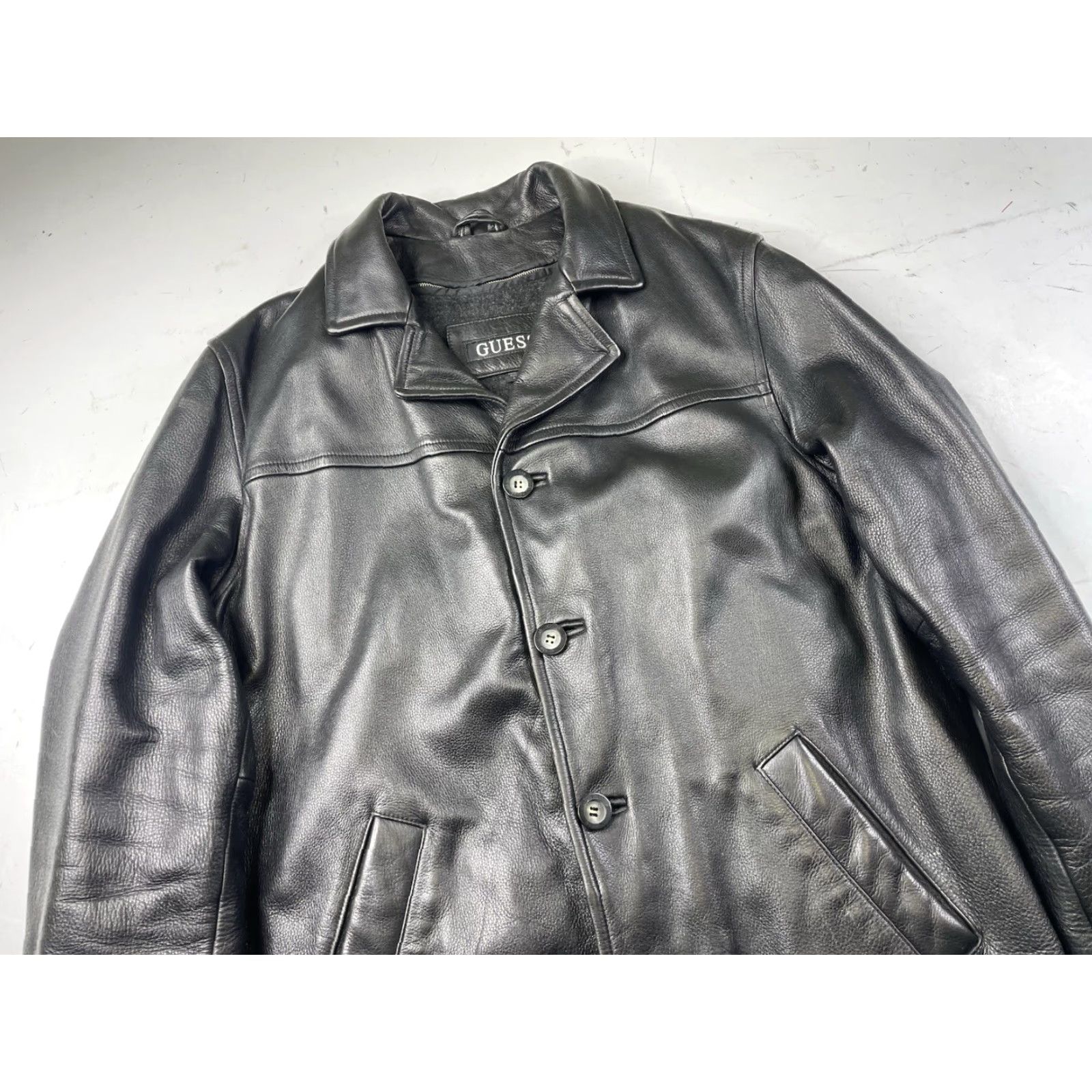 Guess VINTAGE GUESS Leather Black Fleece Liner Button Up Jacket Coat Men’s Medium Size US M / EU 48-50 / 2 - 5 Thumbnail