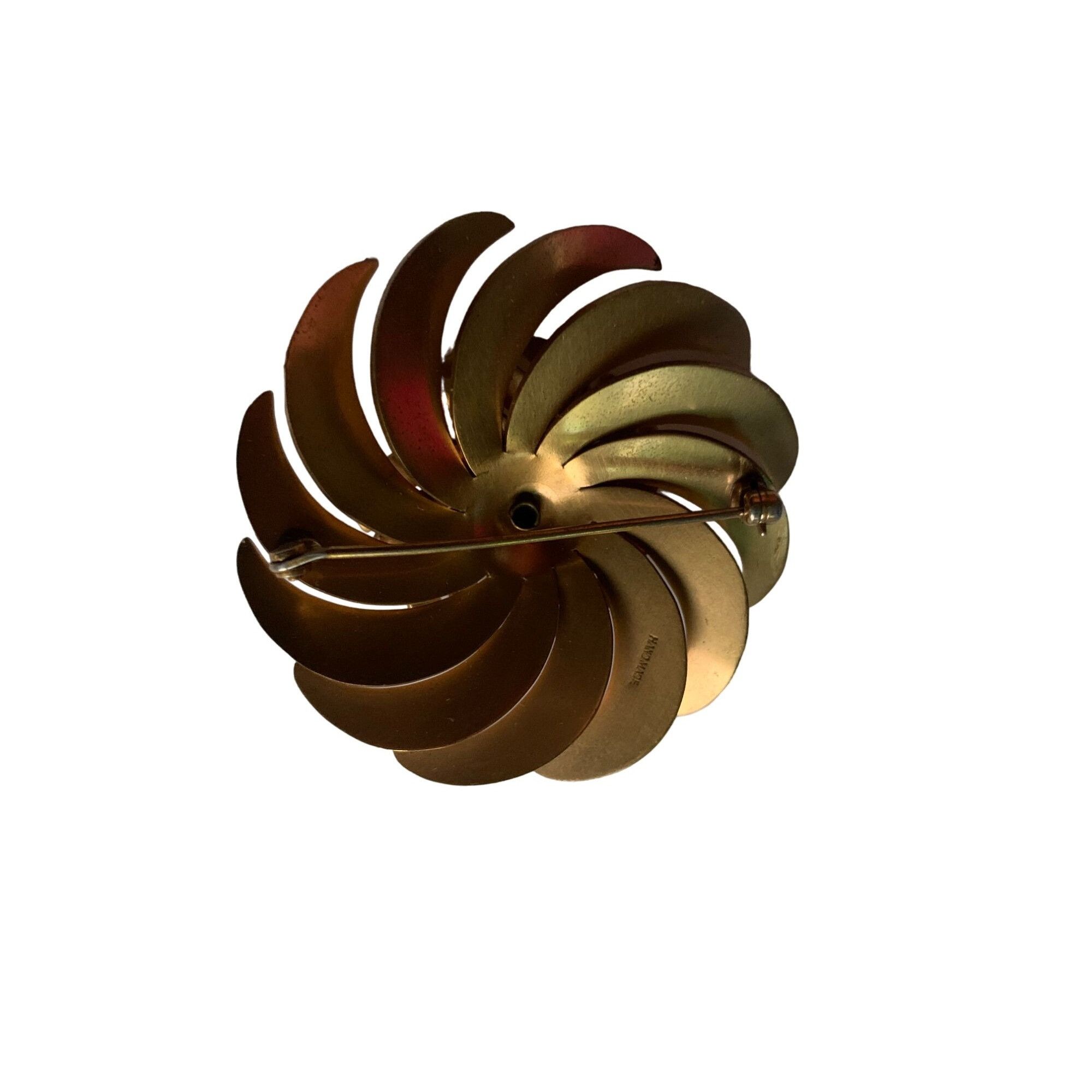 Other Vintage Handmade Gold Toned Pinwheel Swirl Brooch/Pin Size ONE SIZE - 3 Thumbnail