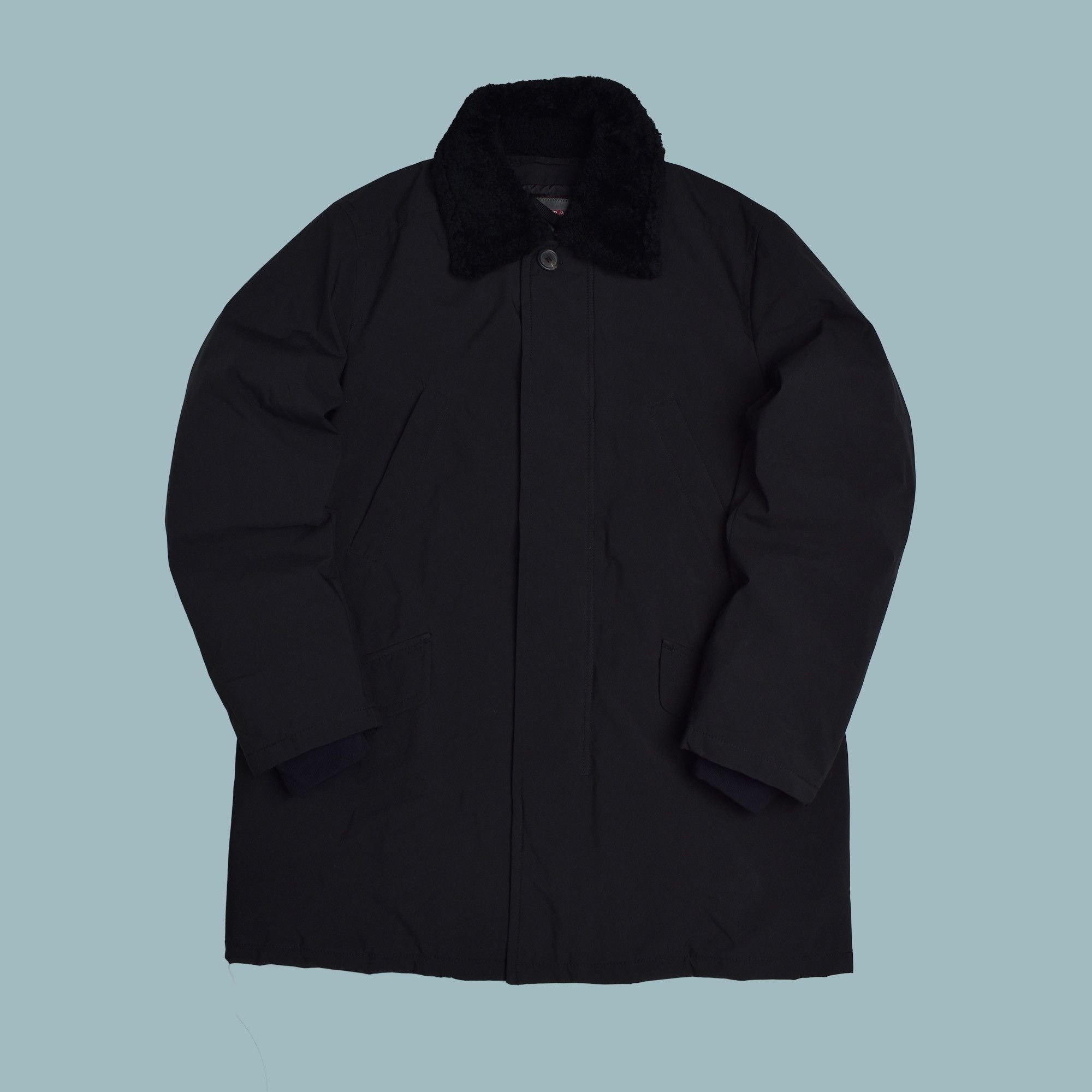 Prada PRADA NYLON SHEARLING COLLAR COAT XL BLACK Size US XL / EU 56 / 4 - 1 Thumbnail