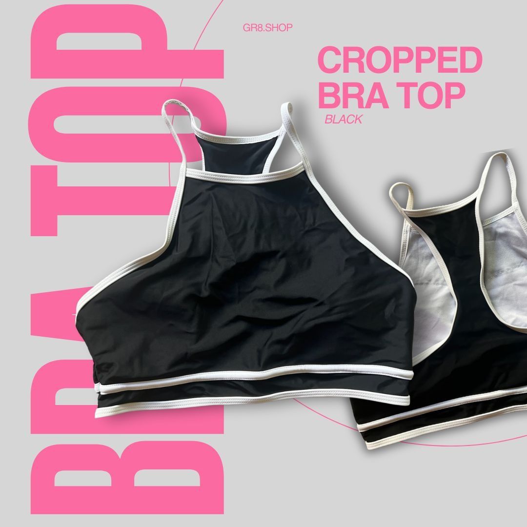 Other Cropped Bra Top Black High Neck Athletic Style Size ONE SIZE - 1 Thumbnail