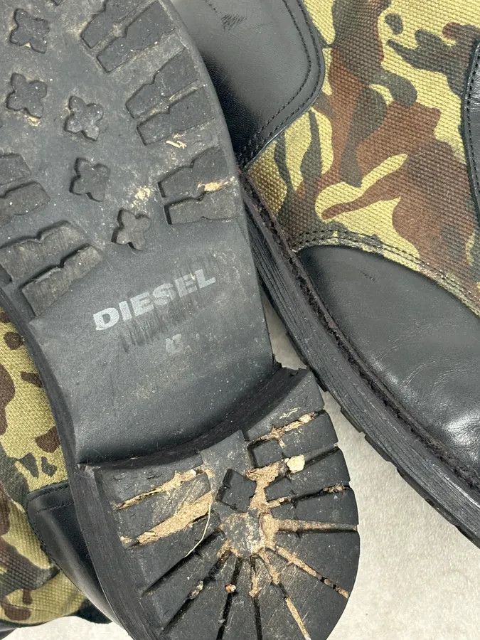Diesel Diesel Black Leather Camouflage Military Lace-Up Boots Size US 10 / EU 43 - 17 Thumbnail