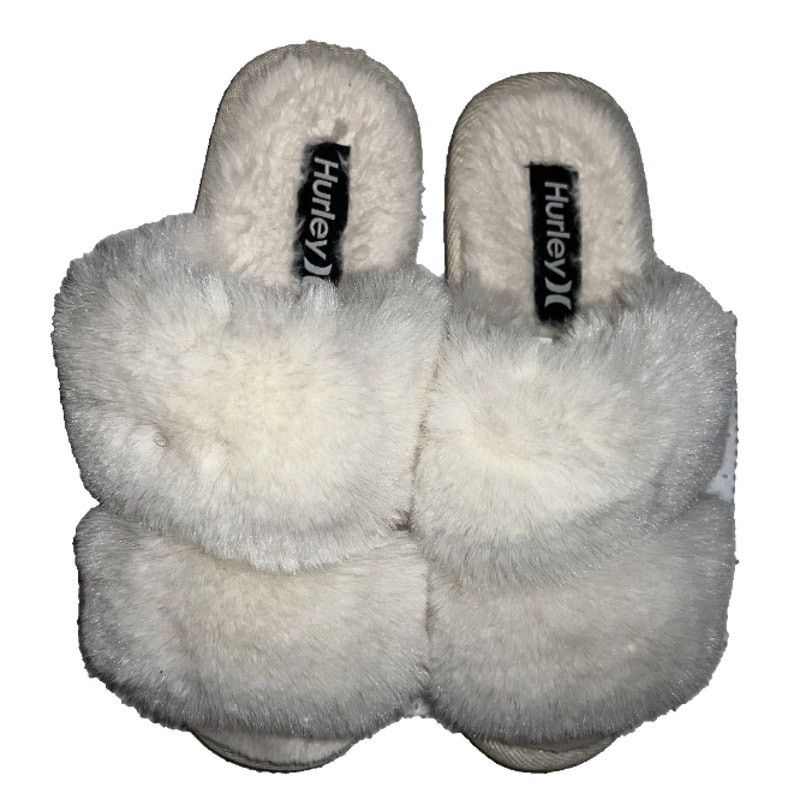 Hurley Slippers Size 6 Hurley Carol Cream Faux Fur 2 Straps Slides Size US 6 / IT 36 - 1 Thumbnail