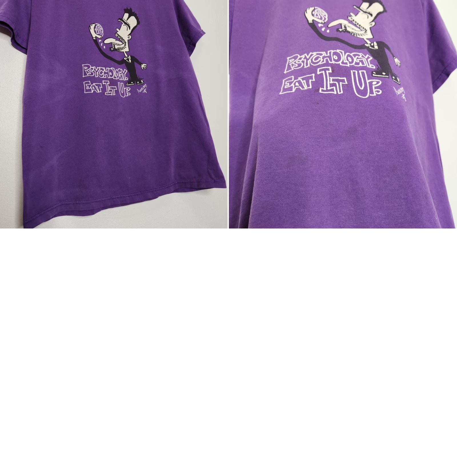Vintage VINTAGE Psychology Art Shirt Large Unisex Adults T-Shirt Purple Distressed Faded Worn Funny L Size US L / EU 52-54 / 3 - 8 Thumbnail