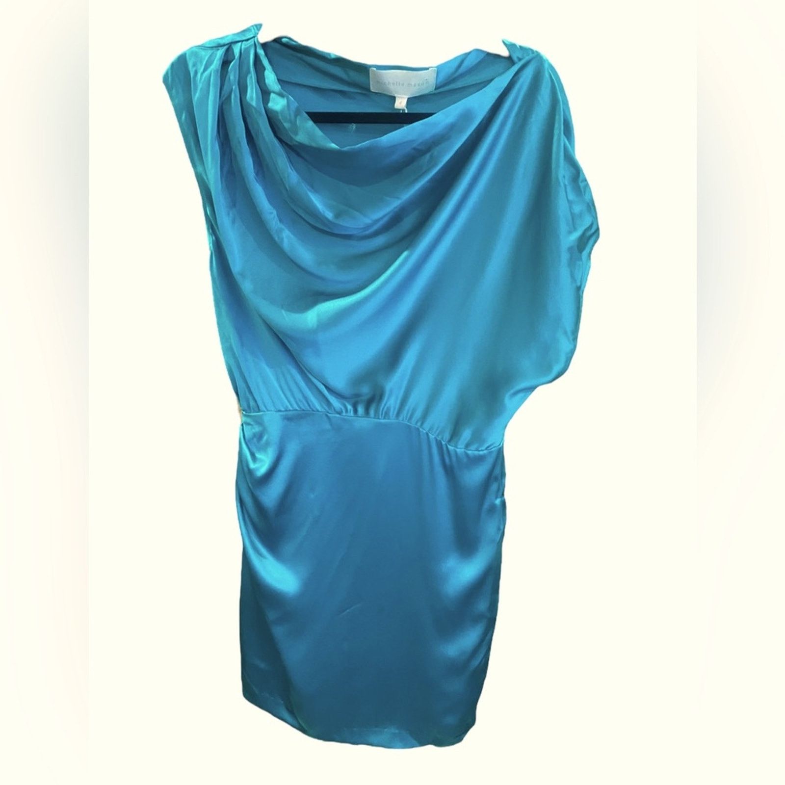 REVOLVE MICHELLE MASON One-Shoulder Draped Mini Dress TURQUOISE 4 Size S / US 4 / IT 40 - 7 Thumbnail