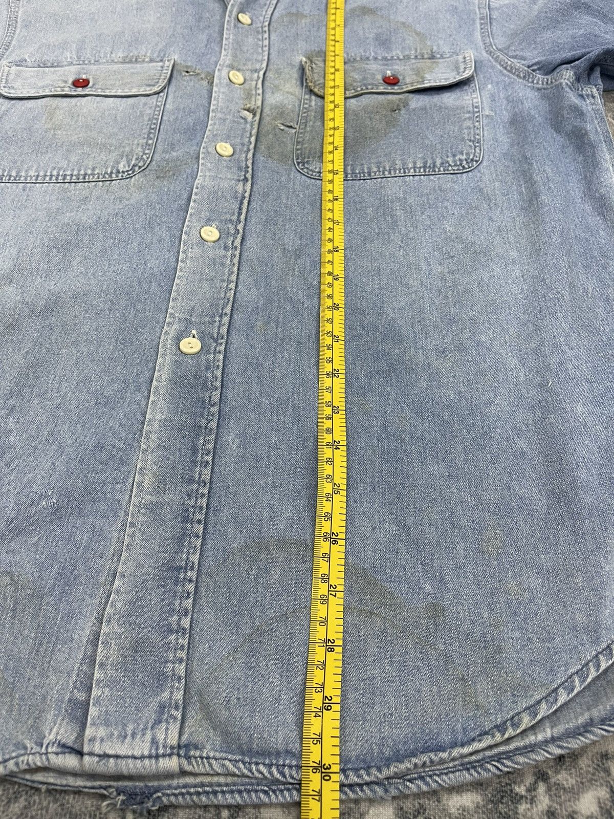 Sugar Cane Vintage Sugar Cane Double Pocket Work Shirt Distressed Size US XL / EU 56 / 4 - 16 Thumbnail