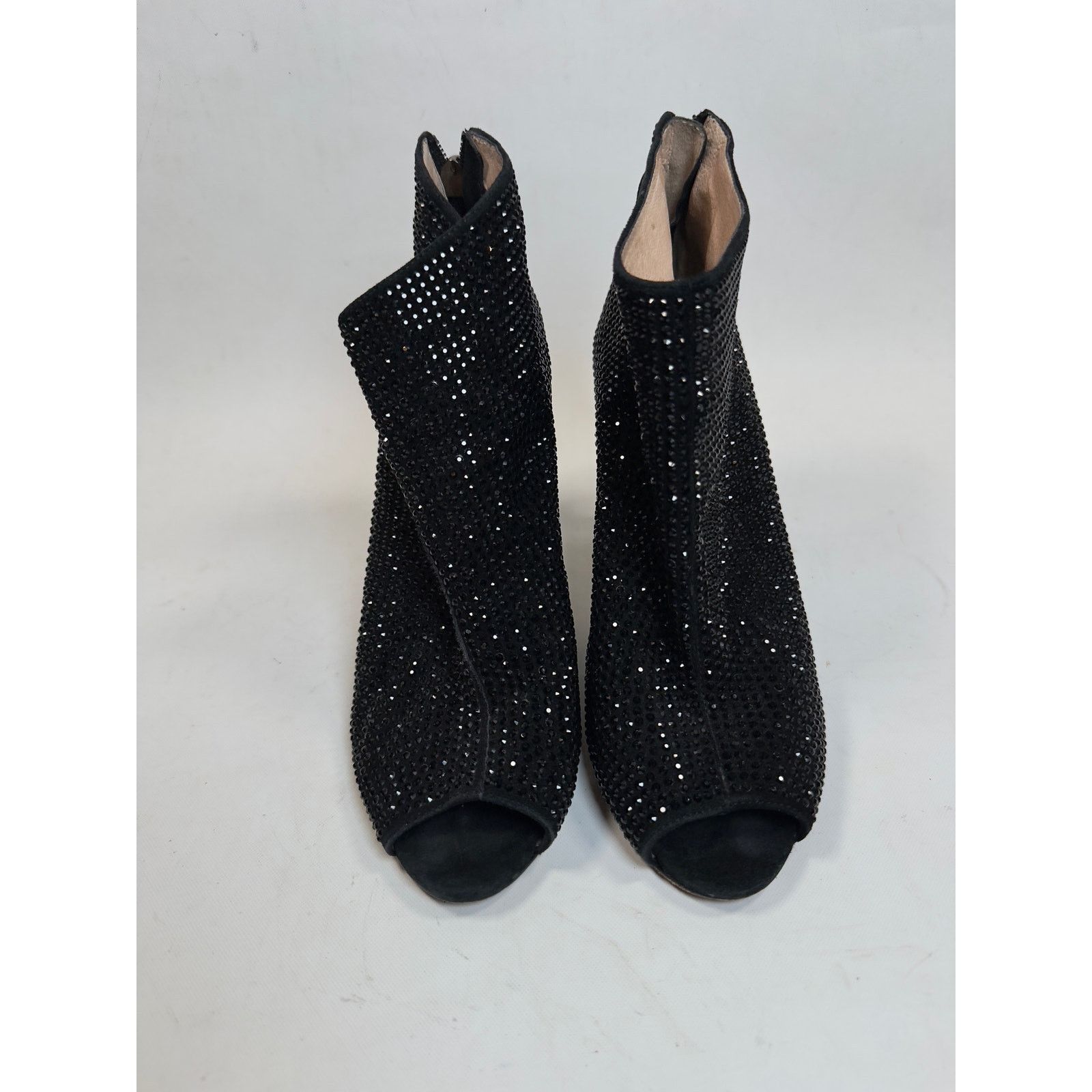 Designer Lola Cruz Jeweled Peep Toe Ankle Boots size 38 $400 Size US 7.5 / IT 37.5 - 6 Thumbnail