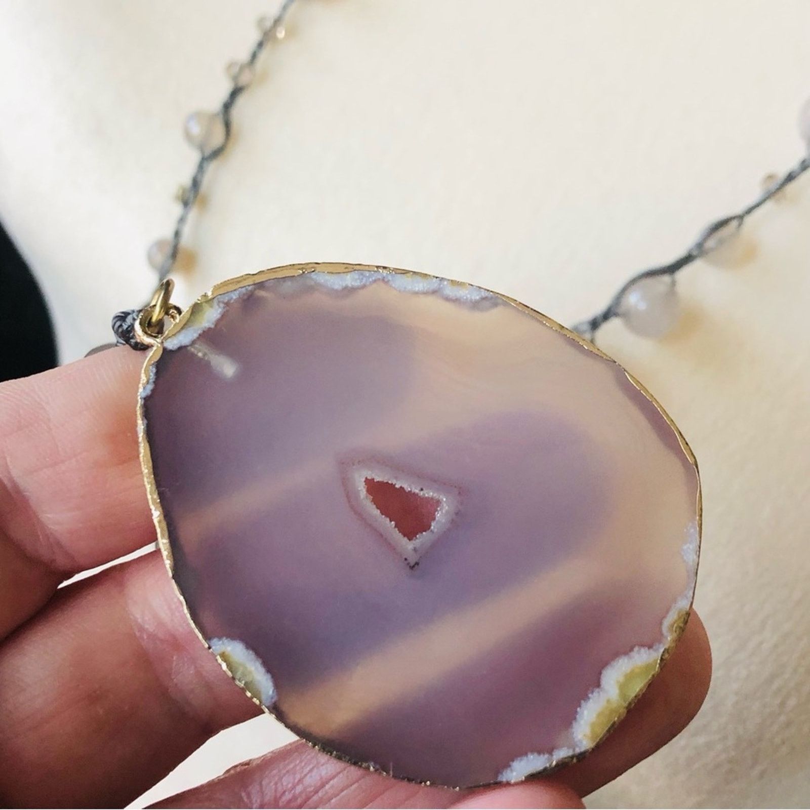 Jewelry Marlyn Schiff rainbow moonstone and agate slab necklace Size ONE SIZE - 8 Thumbnail