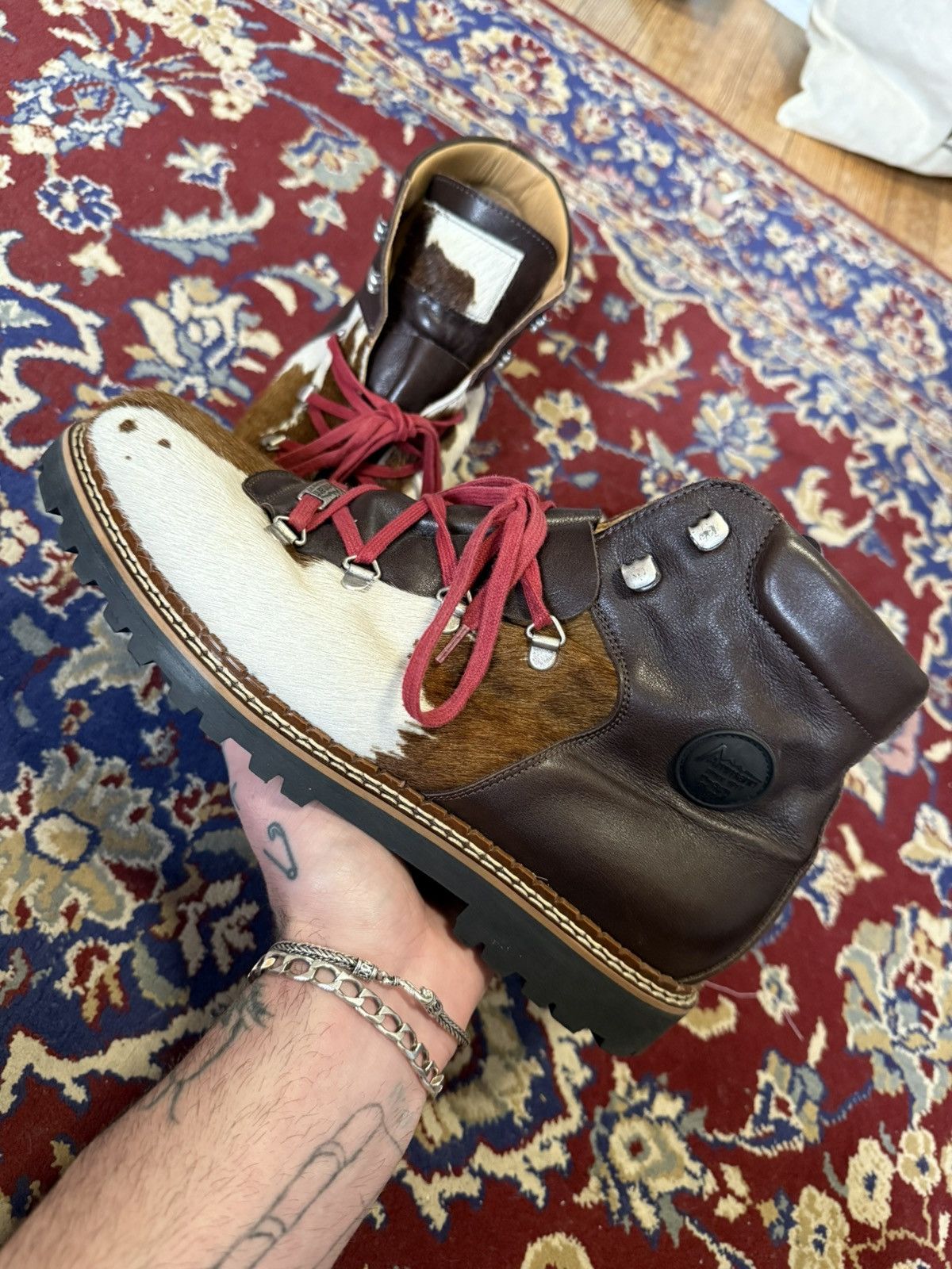 Genuine Leather Ammann Cow Fur Leather Boots Size 44 Mens Made in Italy Size US 10.5 / EU 43-44 - 3 Thumbnail