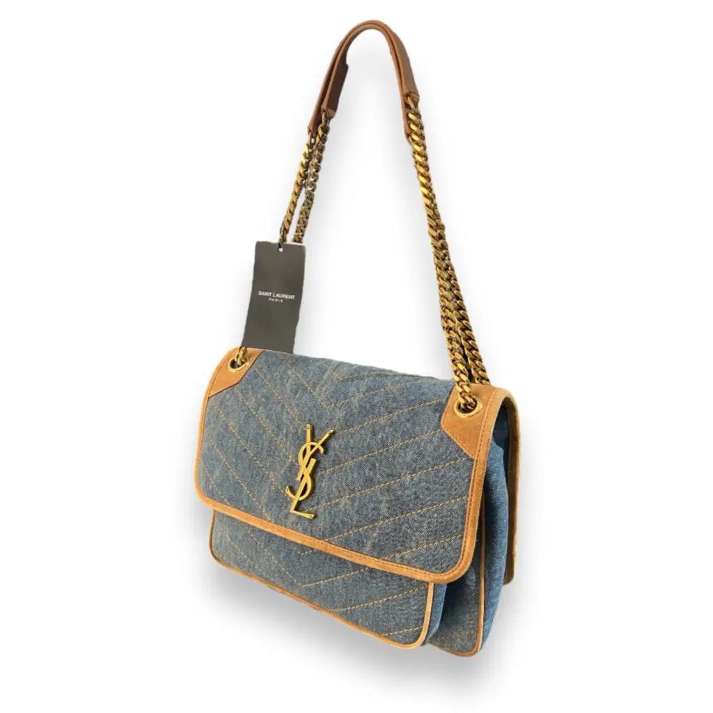 Saint Laurent Paris o1tp1o1224 Size: OS/Medium Niki Bag in Blue Size ONE SIZE - 3 Thumbnail