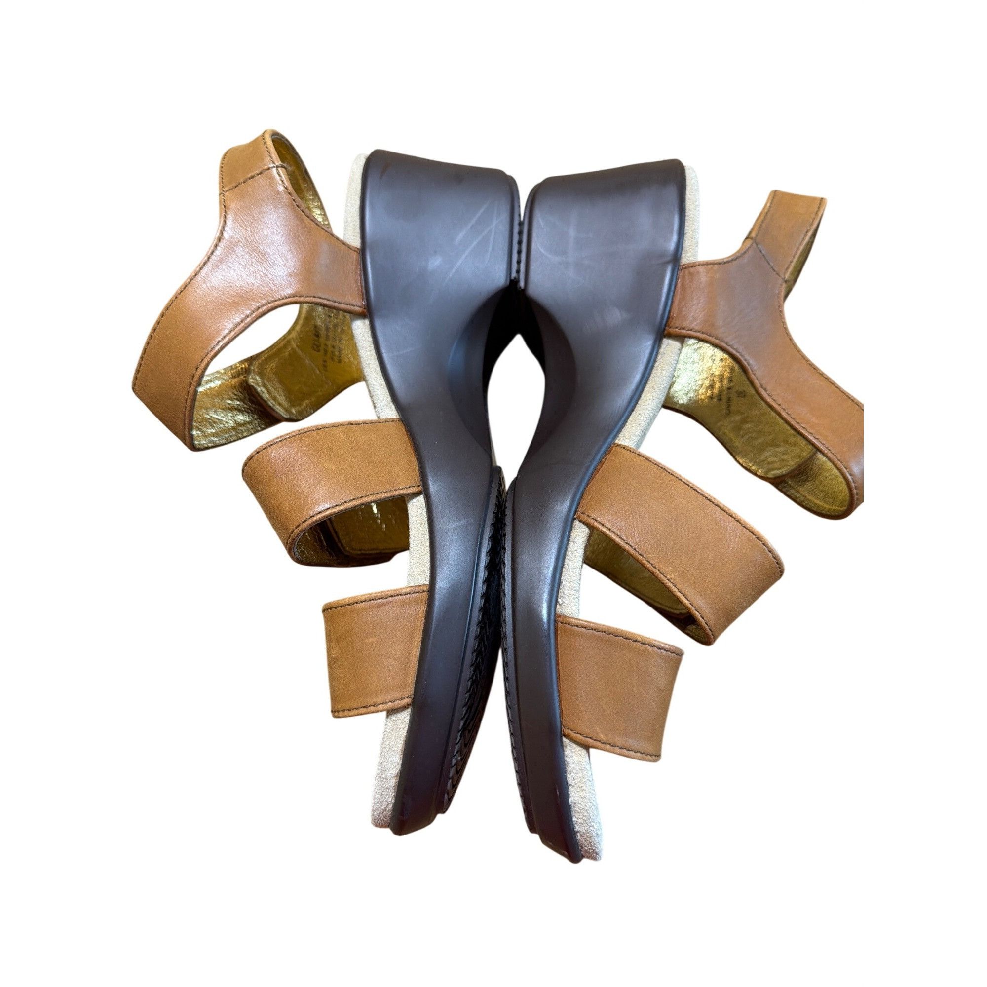 Other Alegria Brown Leather Strappy Sandals Comfort Wedges Shoes H Size US 7 / IT 37 - 3 Thumbnail