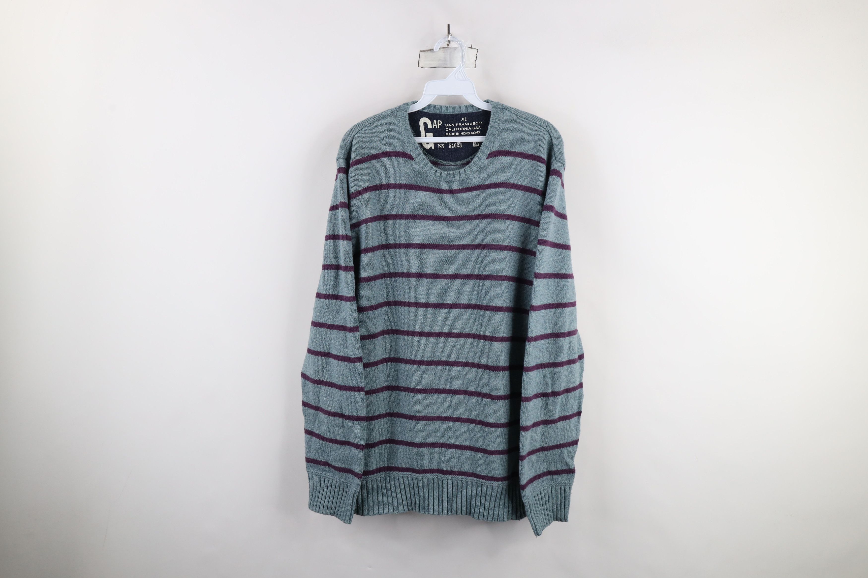 Gap × Vintage Vintage Gap Wool Blend Knit Striped Crewneck Sweater Blue Size US XL / EU 56 / 4 - 1 Thumbnail