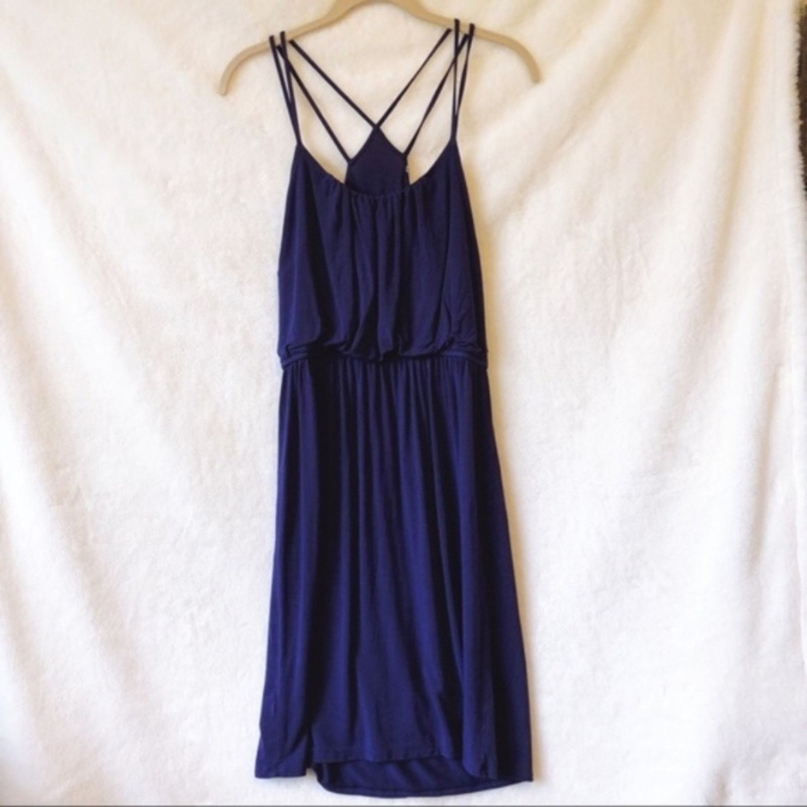 Loft LOFT Blue Strappy Midi Dress Size S / US 4 / IT 40 - 1 Thumbnail