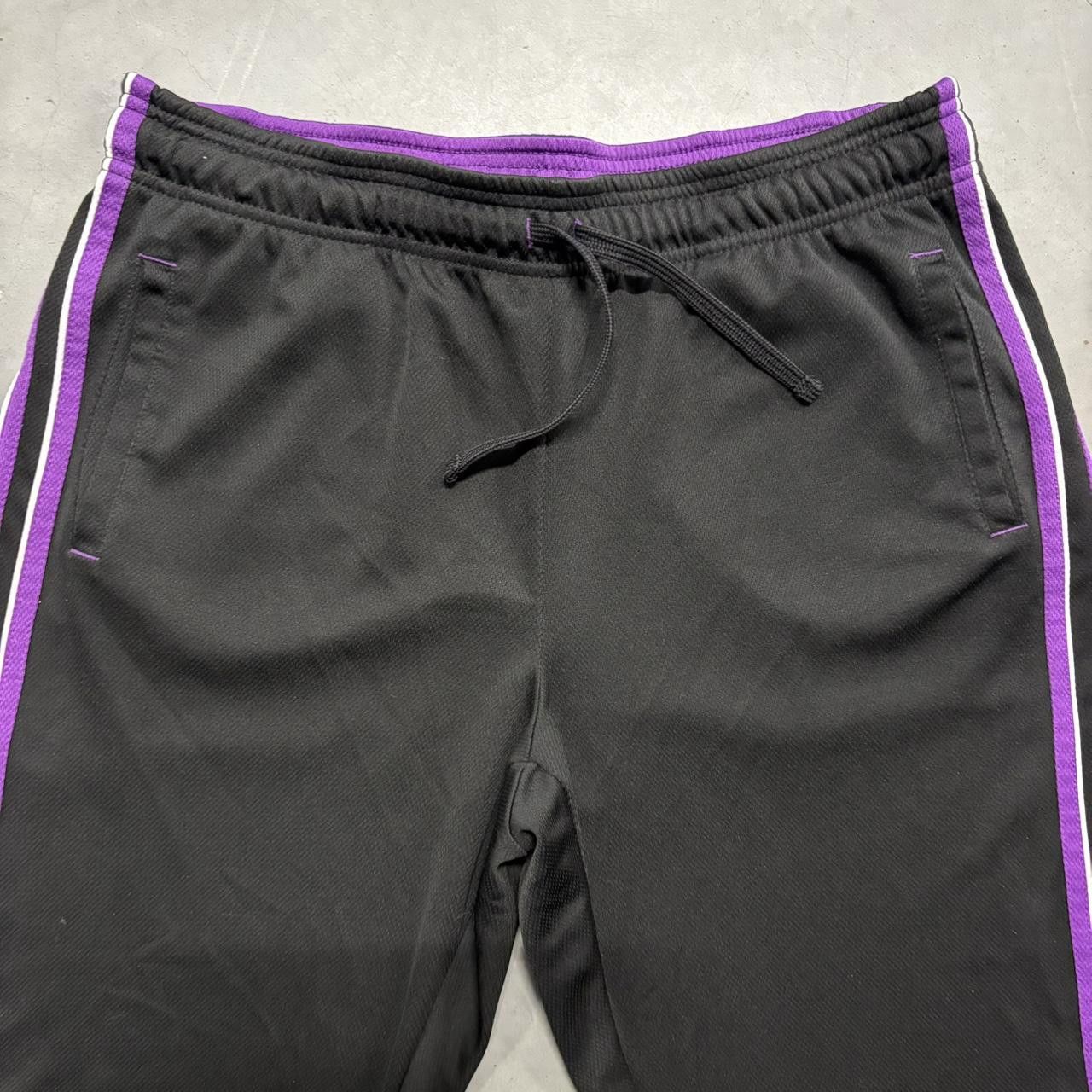 Vintage Crazy Vintage Y2K/2000s Baggy Black Purple Striped Wideleg Trackpants! Size US 32 / EU 48 - 3 Thumbnail