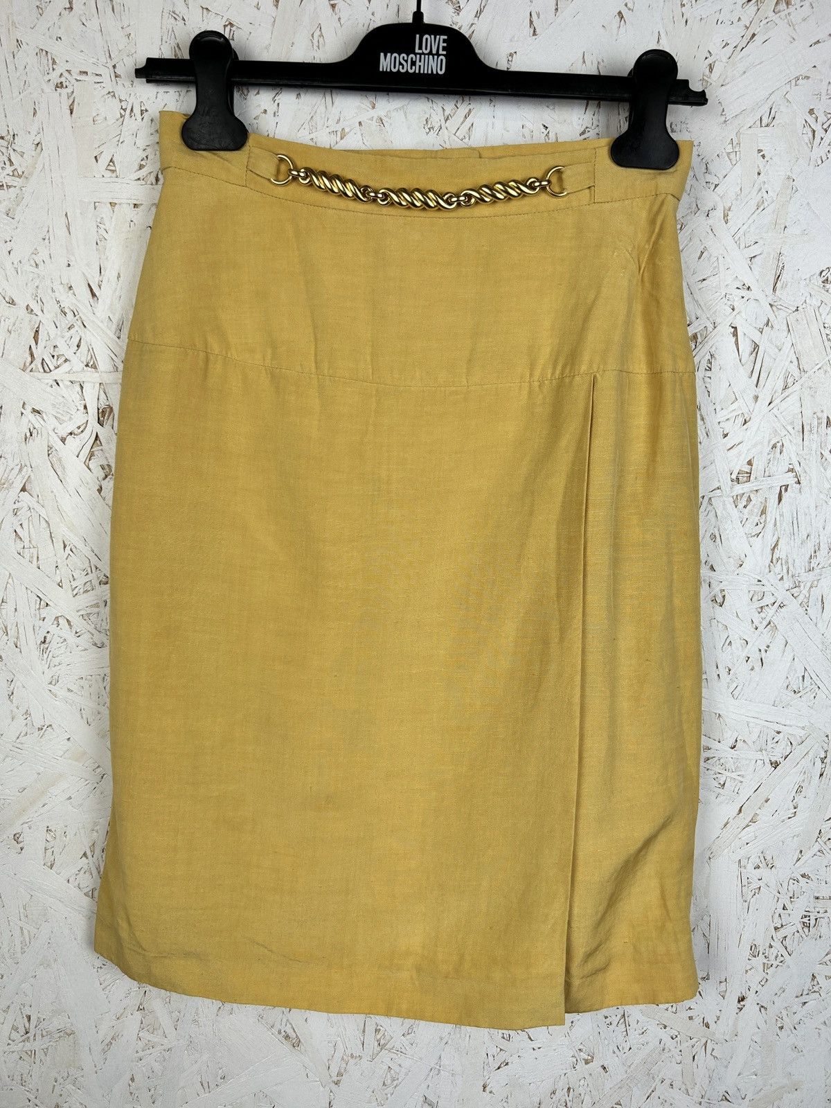 Celine 90s Vintage Celine Paris Linen Metal Chain Skirt Size 38 Size 26" / US 2 / IT 38 - 1 Thumbnail