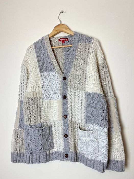 Supreme Supreme Patchwork Cable Knit Cardigan Sweater FW23 | Grailed