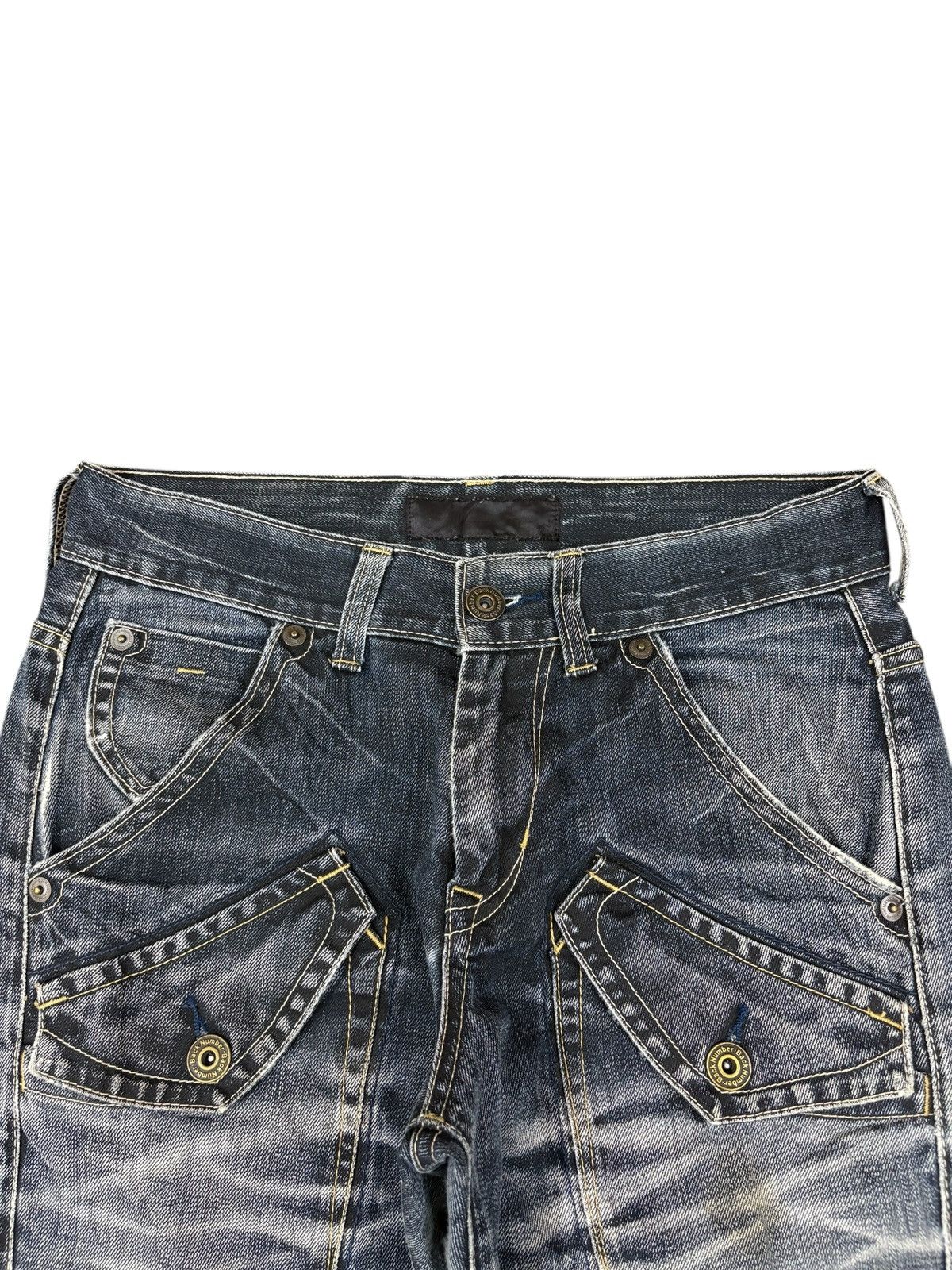 Japanese Brand Vintage Back Number Buckle Back Distress Baggy Jeans Size US 32 / EU 48 - 4 Thumbnail