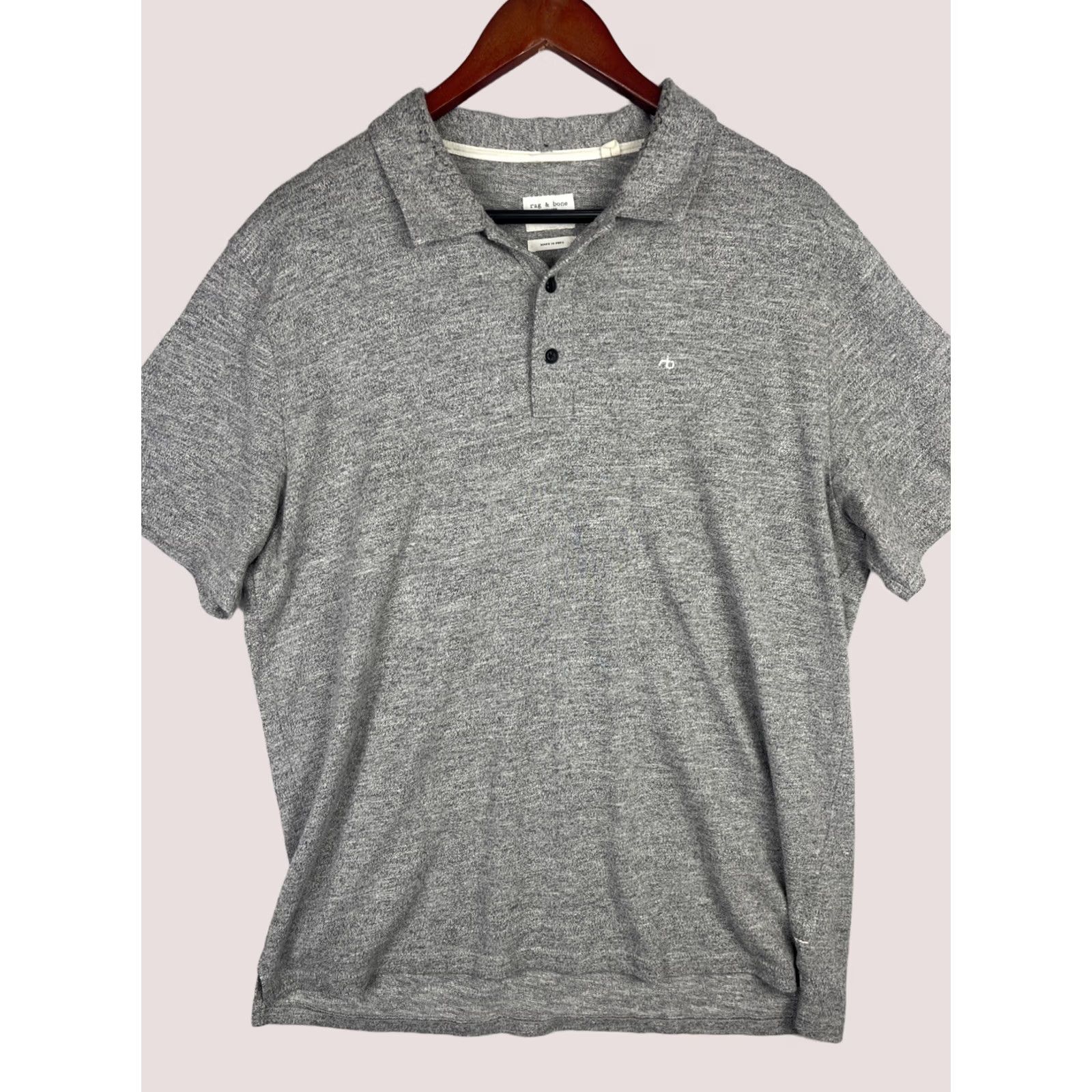 Rag & Bone Rag & Bone Polo Shirt Mens XL Gray Short Sleeve Collared Button Heather Polo Shirt Mens XL Gray Heather Size US XL / EU 56 / 4 - 1 Thumbnail