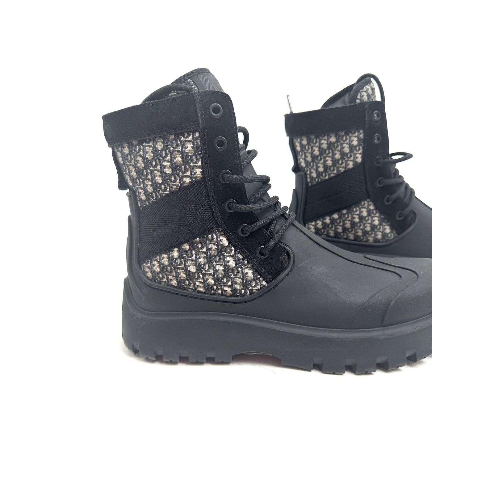 Dior Dior Garden Oblique Black/Beige Lace Up Combat Boots Size 41 Size US 8 / EU 41 - 12 Thumbnail