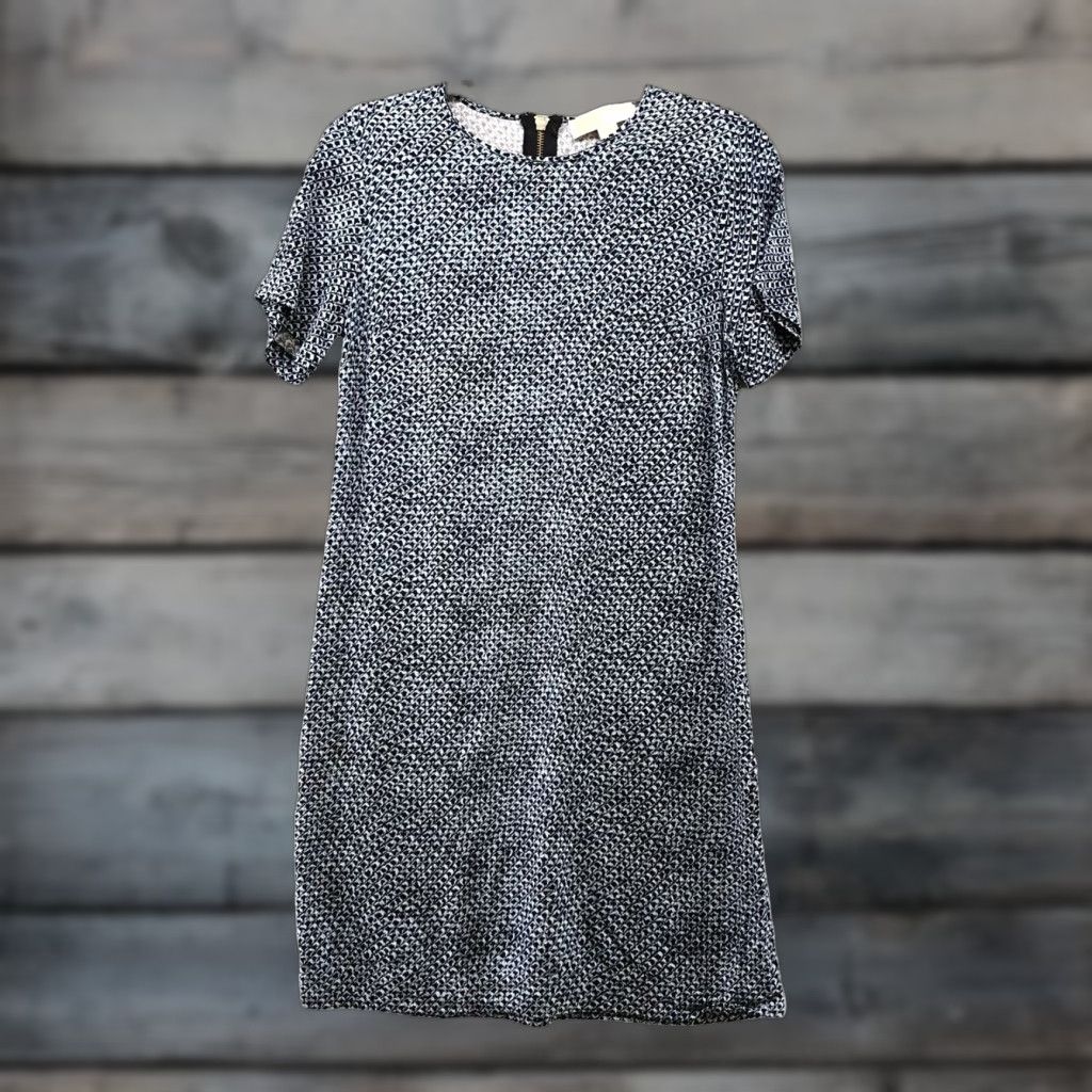 Michael Kors Michael Kors Blue Printed Crewneck Shift Dress Womens XS Knee Length Lightweight Size 26" / US 2 / IT 38 - 1 Thumbnail