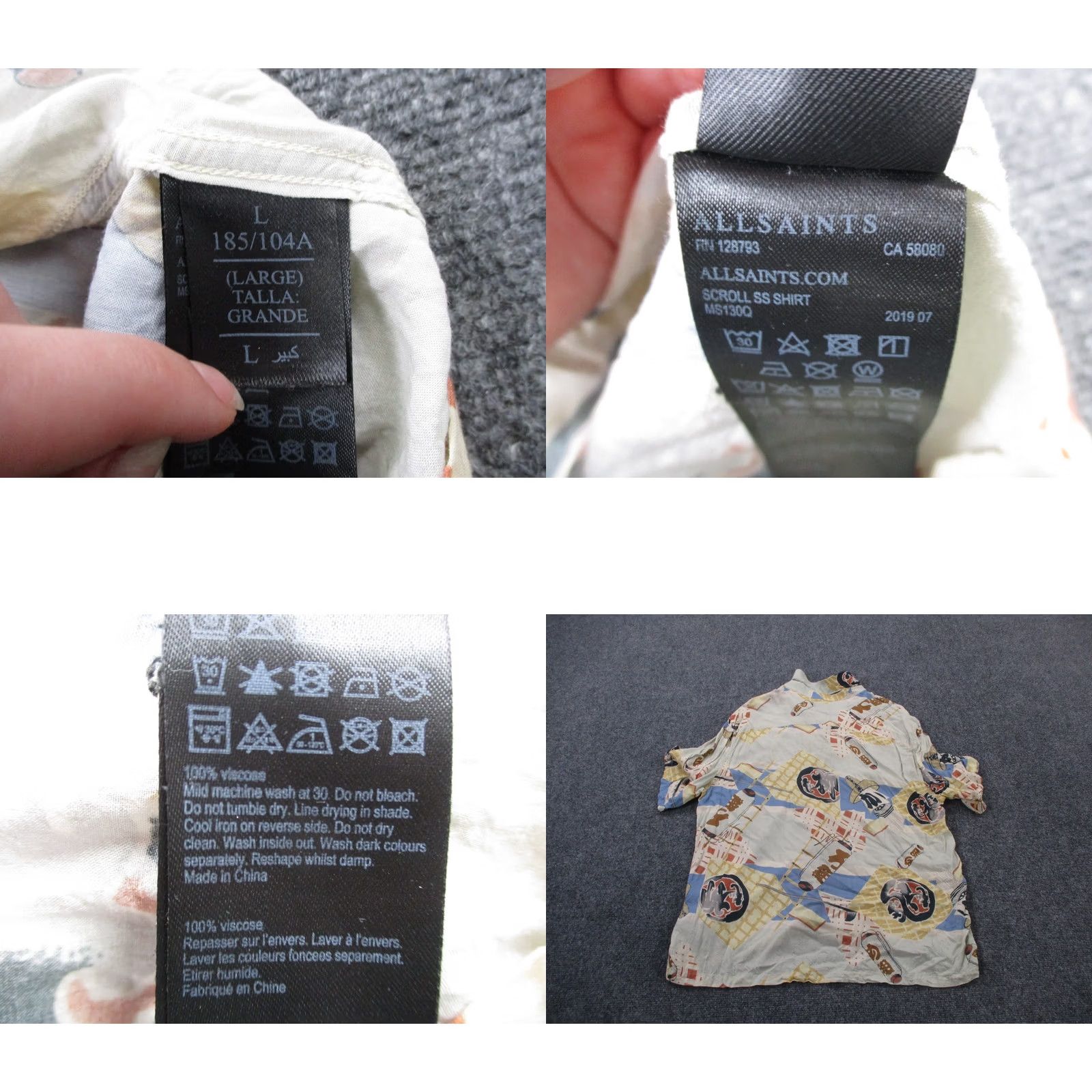 Allsaints All Saints Shirt Mens L Viscose Knit Button-Up Casual Preppy Size US L / EU 52-54 / 3 - 8 Thumbnail