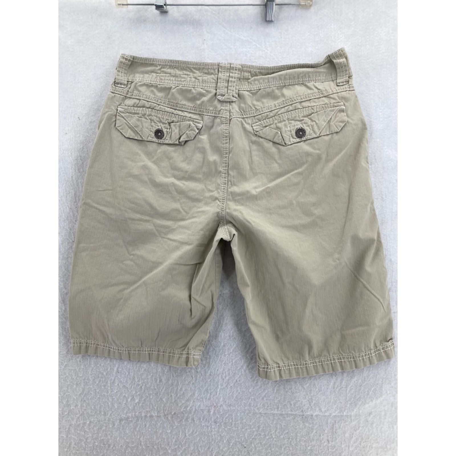 BKE BKE Standard Fit Mens Shorts 33 Norman Chino Beige Plaid 33in Inseam 11.5in Polyester Spandex Flat Front Casual Men Size US 33 - 5 Thumbnail