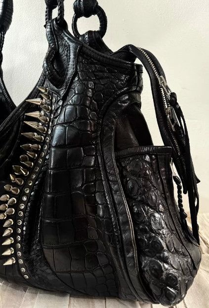 KMRii KMRii Early Custom Rivet Crocodile Leather Tote Bag Size ONE SIZE - 5 Thumbnail