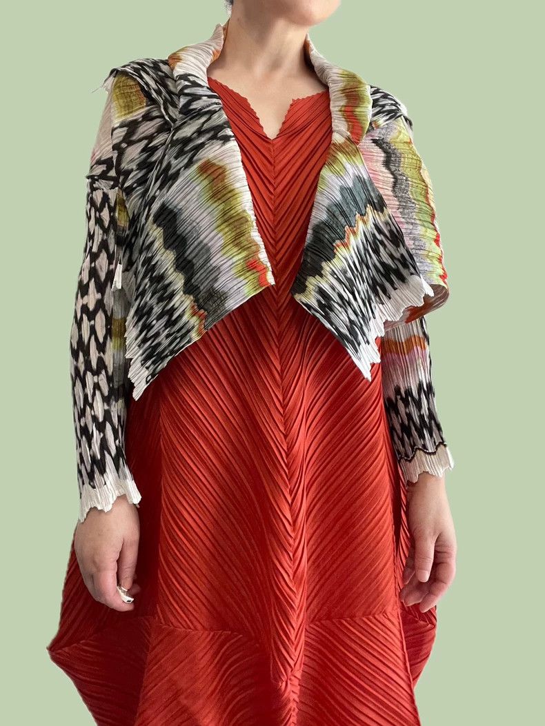 Issey Miyake Issey Miyake A long-sleeved cardigan with a green main lin Size M / US 6-8 / IT 42-44 - 4 Thumbnail