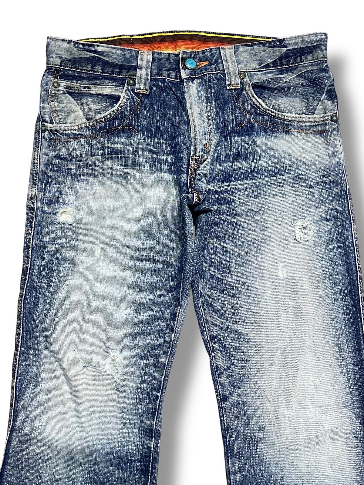 Edwin Vintage Edwin Bluetrip Leather Tag Wideleg Style Faded Wash Size US 33 - 3 Thumbnail