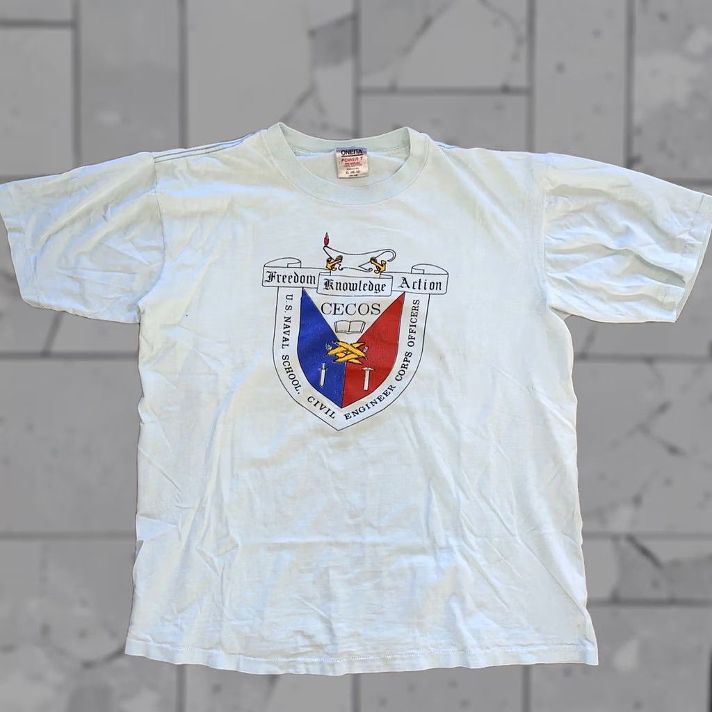 Vintage Oneita Power T Shirt Mens XL VTG US NAVEL SINGLE STITCH 100% Cotton T-Shirt Size US XL / EU 56 / 4 - 1 Thumbnail