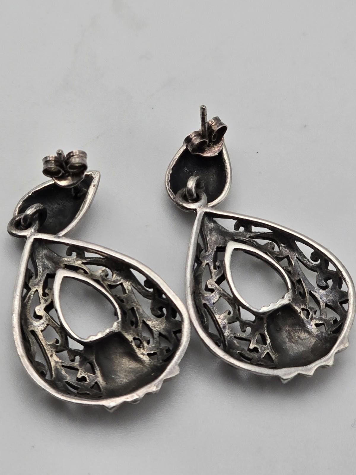 Other Vintage Sterling Silver Filigree Teardrop Dangle Earrings Size ONE SIZE - 4 Thumbnail
