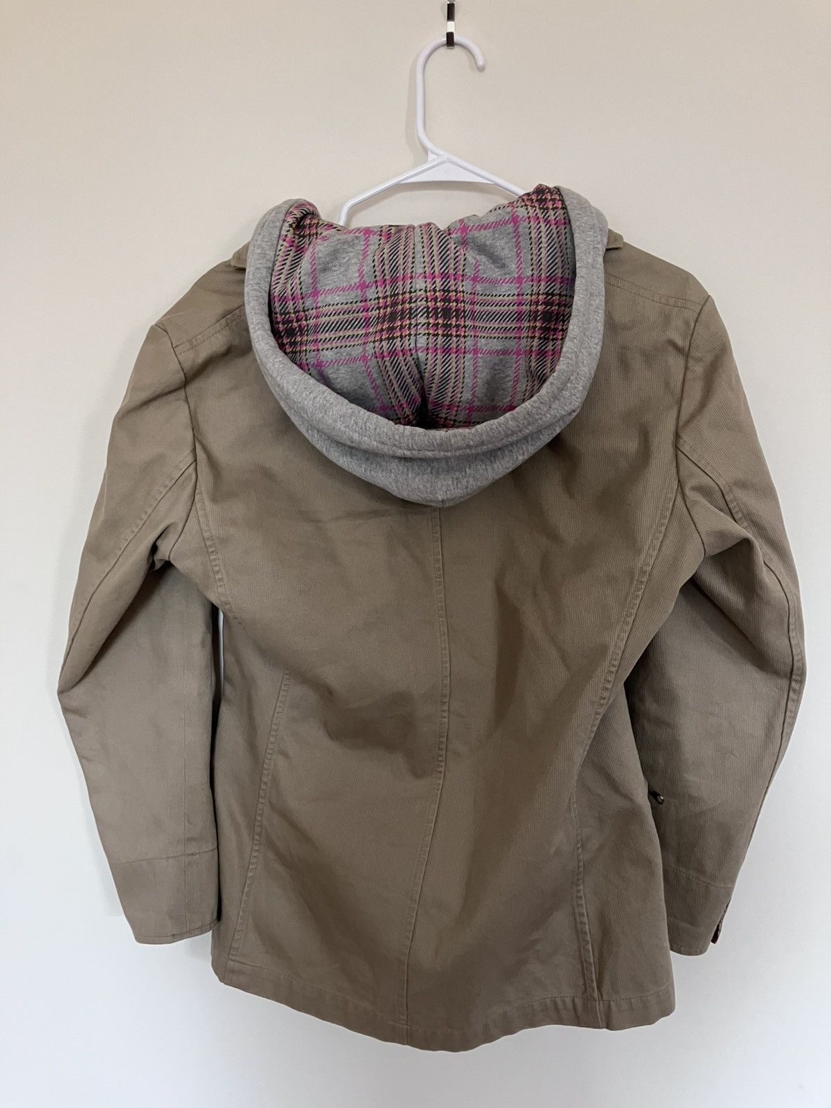 PPFM PPFM Beige Blazer w/ Patterned Plaid Hood Size 46L - 2 Thumbnail