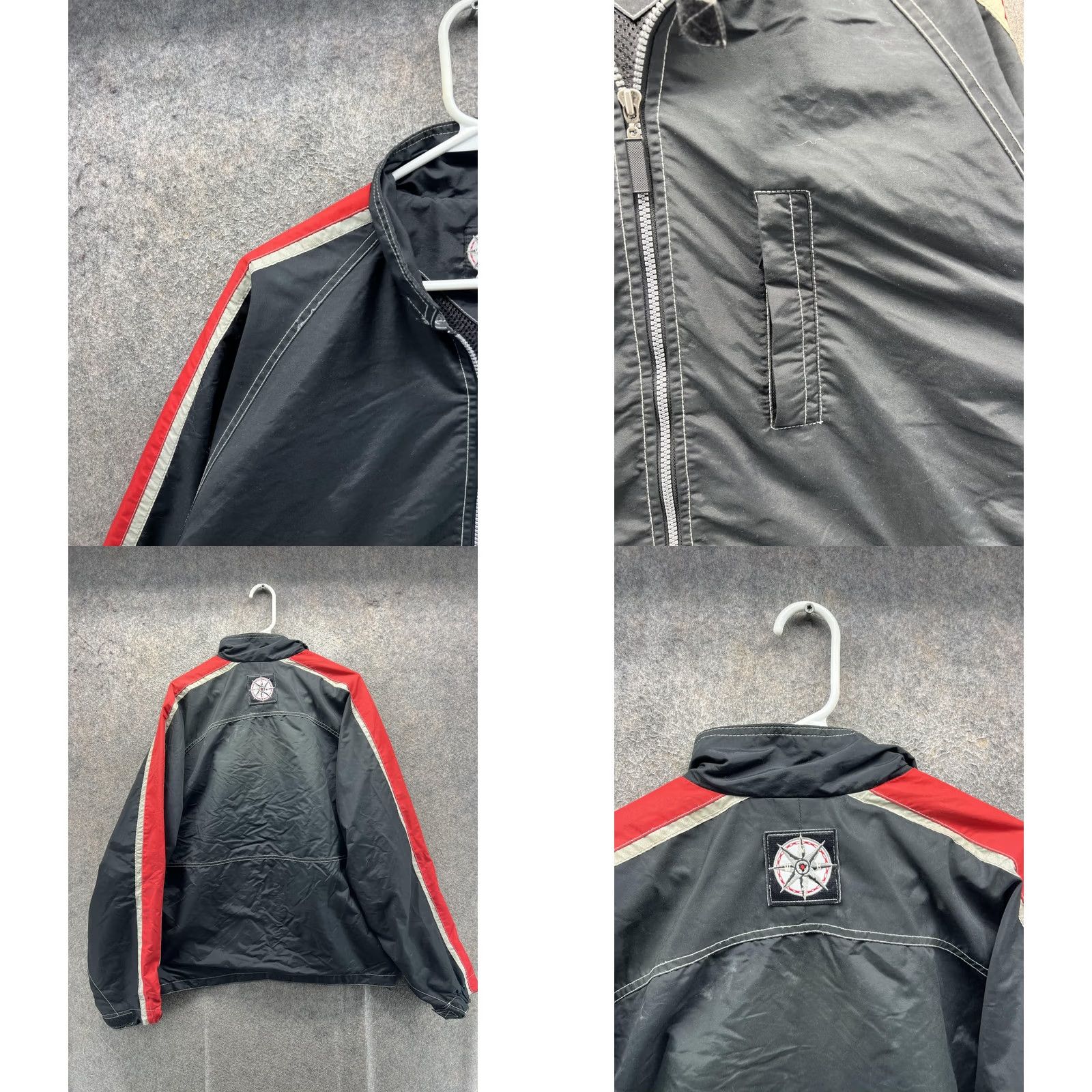 Vintage Jacket Mens XL Black Red Stripe Windbreaker Full Zip Pockets Outdoor Nylon Size US XL / EU 56 / 4 - 8 Thumbnail