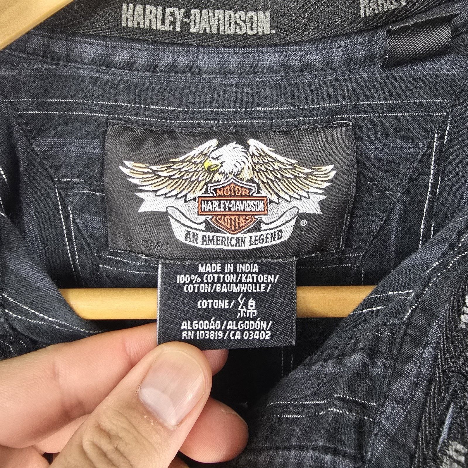 Harley Davidson Harley Davidson Button Up Shirt Mens XL Black Striped Biker Size US XL / EU 56 / 4 - 5 Thumbnail