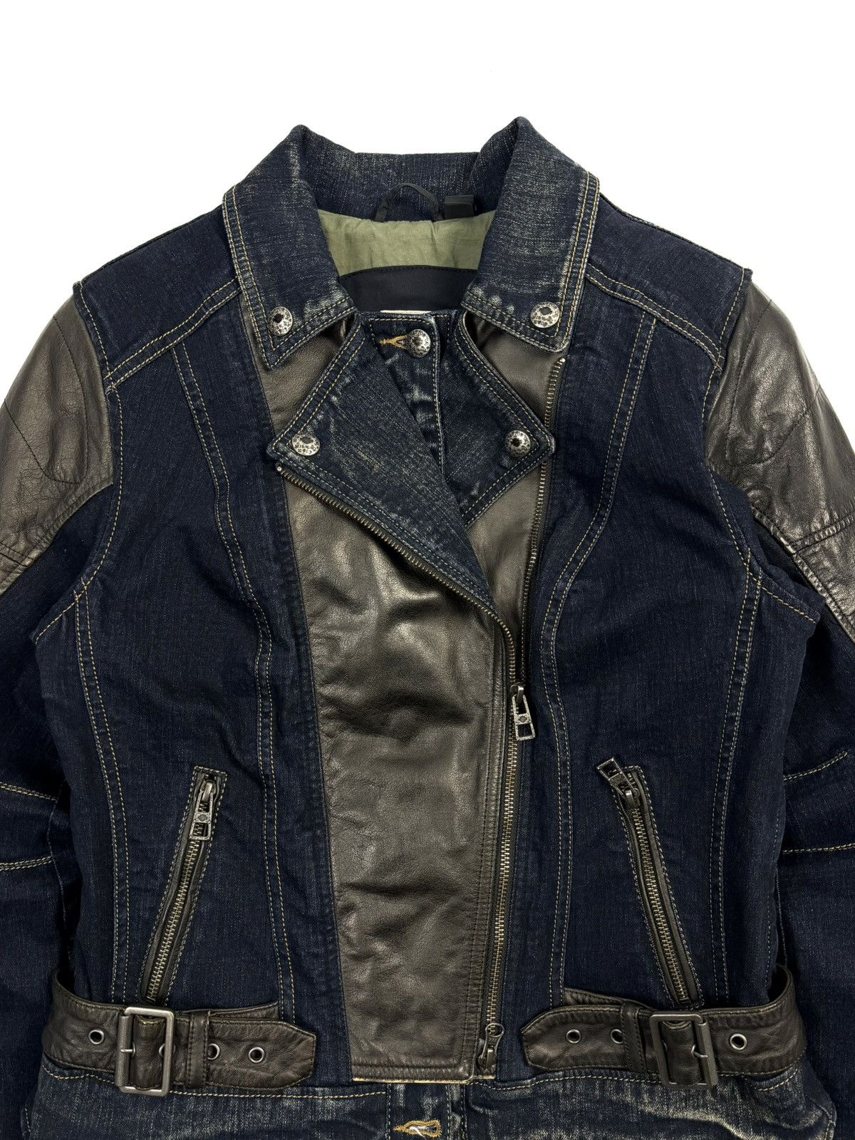 Harley Davidson Harley Davidson Vintage Buffalo Leather Denim Biker Jacket Size M / US 6-8 / IT 42-44 - 6 Thumbnail