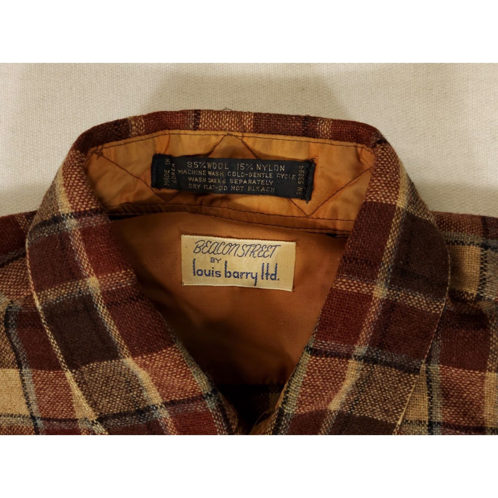 Vintage VINTAGE Beacon Street Plaid Shirt Wool Blend Flannel Louis Barry Mens M Size US M / EU 48-50 / 2 - 2 Thumbnail