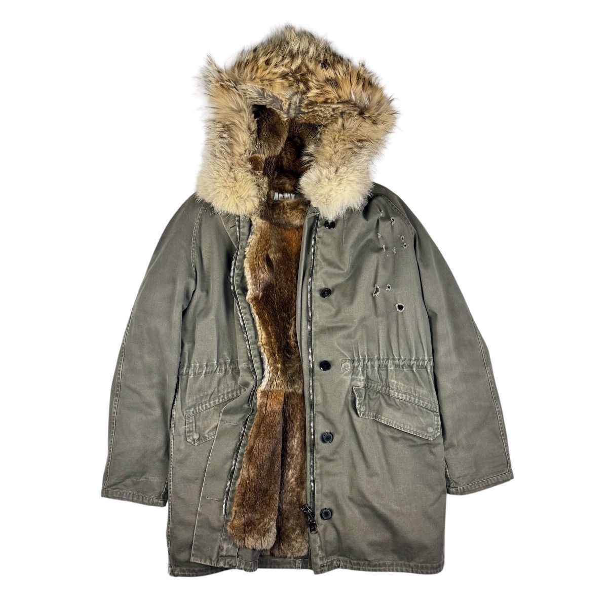 Yves Salomon YVES SALOMON ARMY THRASHED RABBIT FUR PARKA Size L / US 10 / IT 46 - 3 Thumbnail
