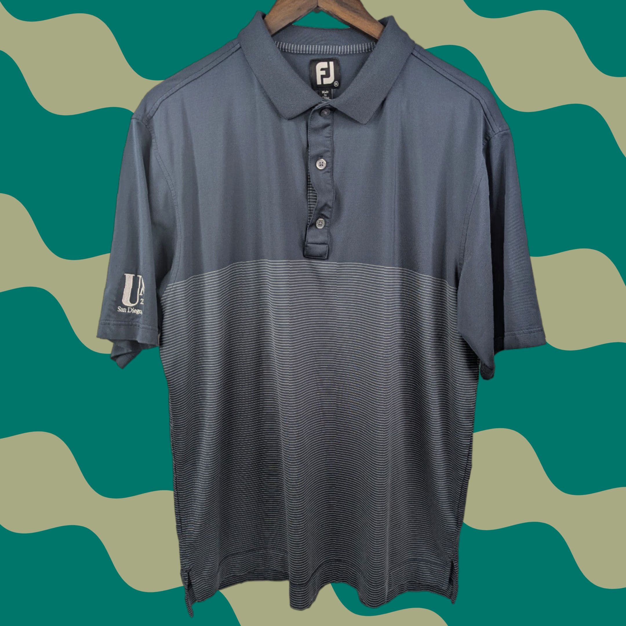 Footjoy FootJoy FJ Men's Performance Golf Polo Shirt XL Navy Striped Polo Shirt Sports 664 CA Size US XL / EU 56 / 4 - 1 Thumbnail