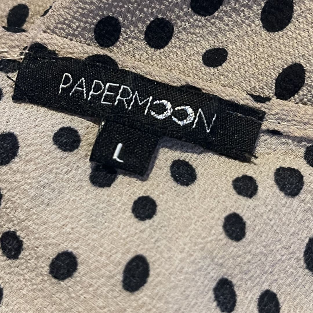 Other Papermoon Tan and Black Polka Dot Blouse Flutter Sleeves Size L / US 10 / IT 46 - 4 Thumbnail